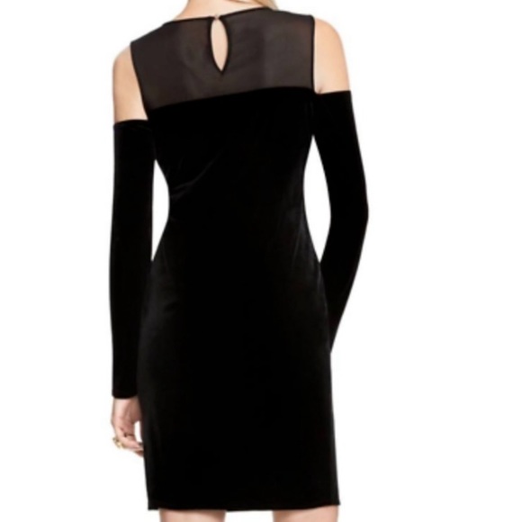 Vince Camuto Dress Velvet & Sheer Cold Shoulder - Picture 2 of 9